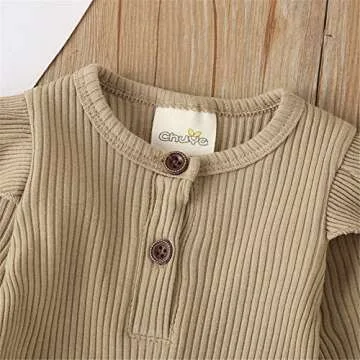 Gouldenhui Winter Newborn Baby Boy Girl Long Sleeve Romper Solid Ribbed Clothes Unisex Infant Cotton Button Jumpsuit One Piece Outfit