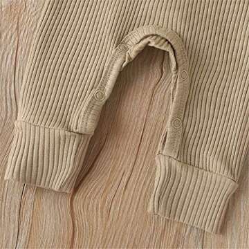 Gouldenhui Winter Newborn Baby Boy Girl Long Sleeve Romper Solid Ribbed Clothes Unisex Infant Cotton Button Jumpsuit One Piece Outfit