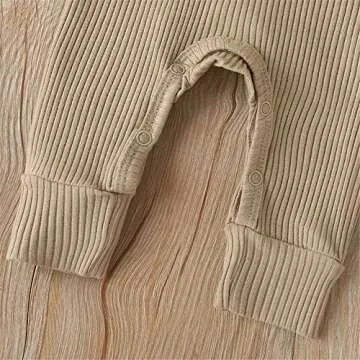 Gouldenhui Winter Newborn Baby Boy Girl Long Sleeve Romper Solid Ribbed Clothes Unisex Infant Cotton Button Jumpsuit One Piece Outfit