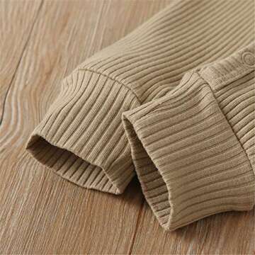 Gouldenhui Winter Newborn Baby Boy Girl Long Sleeve Romper Solid Ribbed Clothes Unisex Infant Cotton Button Jumpsuit One Piece Outfit