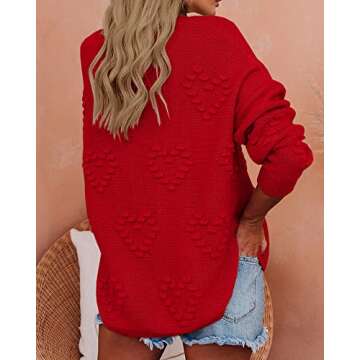 Cute Heart Love Print Oversized Sweater for Women