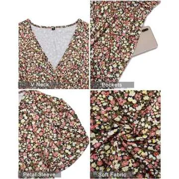 OUGES Maternity Maxi Dress Wrap V Neck Baby Shower Pregnancy Dresses for Photoshoot Summer Maternity Clothes 2025(Floral-16,L)