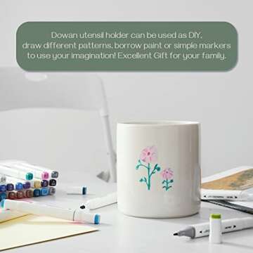 DOWAN Kitchen Utensil Holder, Utensil Holder for Countertop, Utensil Crock, Handmade DIY Gifts, Cook...