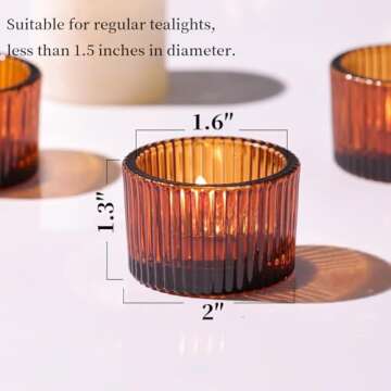 HAVITI 24 pcs Amber Tealight Candle Holders, Glass Votive Candle Holders Fall Decorations for Home T...