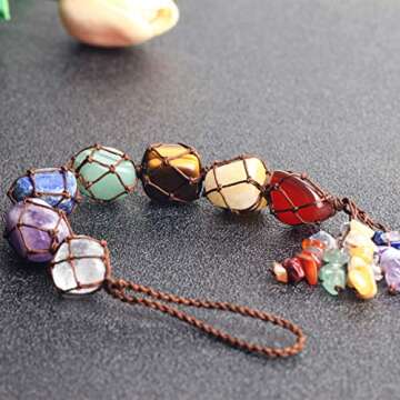 7 Chakra Gemstones Healing Feng Shui Crystals Window Car Decorations Hanging Ornament Dowsing Pendul...