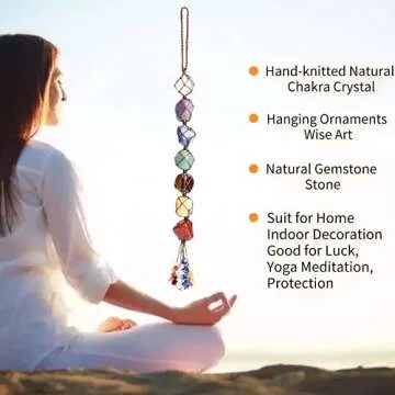 7 Chakra Gemstones Healing Feng Shui Crystals Window Car Decorations Hanging Ornament Dowsing Pendulum Good Luck Home Decoration for Reiki Yoga Meditation