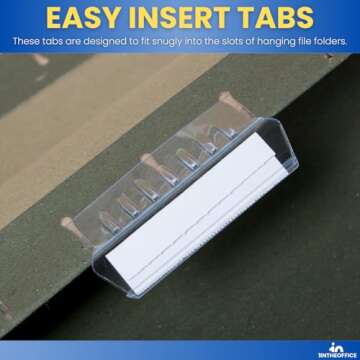 1InTheOffice Clear Hanging Folder Tabs, and Inserts 3-1/2" x 5/8", 50/Pack (3 1/2")