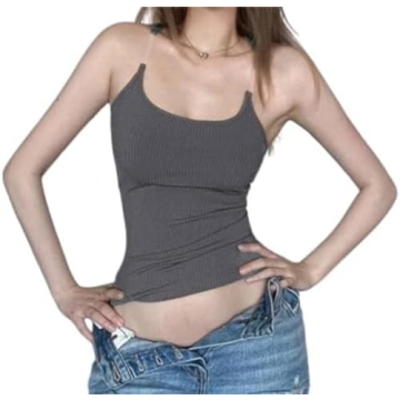 IDEWO Summer Aesthetic Spaghetti Strap Invisible Strap Tank Top - Chic and Comfortable for Every Occ...