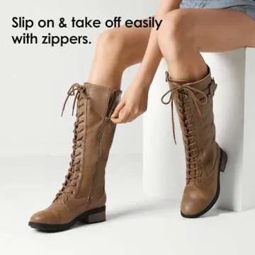 DREAM PAIRS Women's Combat Boots - Cozy & Stylish