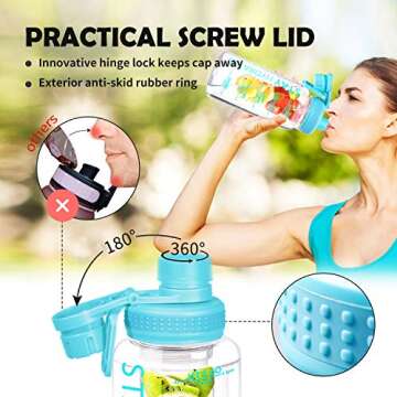 32oz Fruit Infuser Water Bottle, Large Motivational Water Bottle with Time Marker, Leak Proof Fruit Infused Water Bottles with Infusion Rod, Tritan BPA Free Water Bottle Jug for Home Sports Outdoors