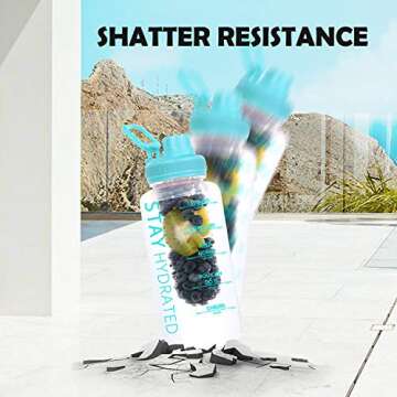 32oz Fruit Infuser Water Bottle, Large Motivational Water Bottle with Time Marker, Leak Proof Fruit Infused Water Bottles with Infusion Rod, Tritan BPA Free Water Bottle Jug for Home Sports Outdoors