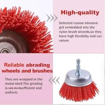 Rocaris 9 Pack Nylon Filament Abrasive Wire Brush Wheel & Cup Brush Set with 1/4 Inch Hex Shank, for Removal of Rust/Corrosion/Paint - 80 Grit, 120 Grit, 240 Grit