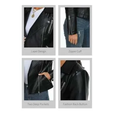 Fahsyee Women's Stylish Faux Leather Jacket - Lightweight & Chic