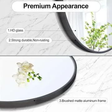 Heymirro Arched Mirror 30 x 40 Inch Bathroom Mirrors with Black Aluminum Alloy Matte Framed,Wall Mirror for Bedroom,Vanity,Entryway Hall,Living Room