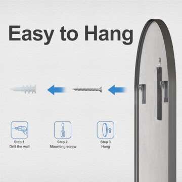 Heymirro Arched Mirror 30 x 40 Inch Bathroom Mirrors with Black Aluminum Alloy Matte Framed,Wall Mirror for Bedroom,Vanity,Entryway Hall,Living Room