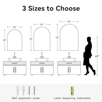 Heymirro Arched Mirror 30 x 40 Inch Bathroom Mirrors with Black Aluminum Alloy Matte Framed,Wall Mirror for Bedroom,Vanity,Entryway Hall,Living Room