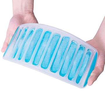 Ice Cube Tray with Lid,Ice Trays,Silicone Ice Cube Tray,Pop Out Ice Cube Tray,Reusable Ice Stick Tray,BPA Free, for Whiskey, Cocktail, Stackable Flexible Ice Molds,Dishwasher Safe (blue , pack of 4)2