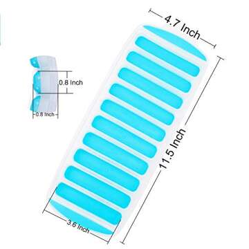 Ice Cube Tray with Lid,Ice Trays,Silicone Ice Cube Tray,Pop Out Ice Cube Tray,Reusable Ice Stick Tray,BPA Free, for Whiskey, Cocktail, Stackable Flexible Ice Molds,Dishwasher Safe (blue , pack of 4)2