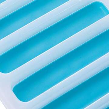 Ice Cube Tray with Lid,Ice Trays,Silicone Ice Cube Tray,Pop Out Ice Cube Tray,Reusable Ice Stick Tray,BPA Free, for Whiskey, Cocktail, Stackable Flexible Ice Molds,Dishwasher Safe (blue , pack of 4)2