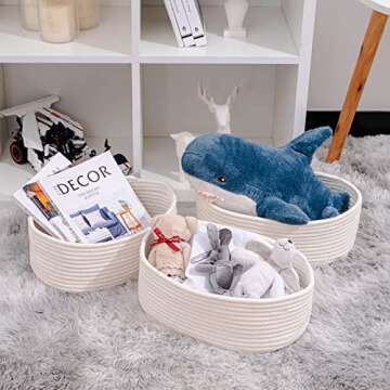 Kriitools Baskets & Bins for Shelf Storage - Cute Rope Basket for Organizing Household Items