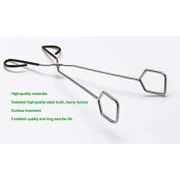 Hiash 16 Inch Extra Long Stainless Steel Kitchen Scissor Tongs, Non-Slip Comfortable Red Grip, Heat Resistant for BBQ and Cooking