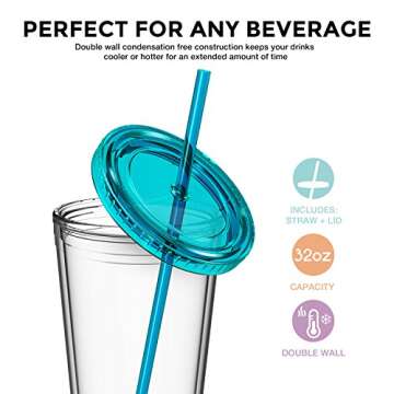 Maars Insulated Travel Tumblers 32 oz. | Double Wall Acrylic | 3 Pack