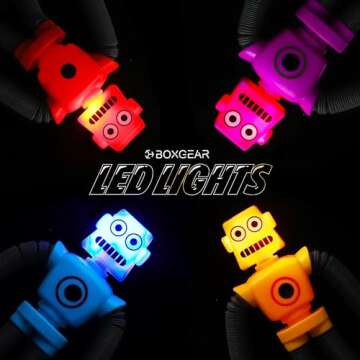 Boxgear 4 Pieces LED Shape Changing Robot Toy, Telescopic Pop Tubes Fidget Toys, Sensory Toys for Gi...