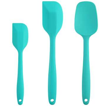 Cooptop Silicone Spatula Set - Rubber Spatula - 600°F Heat Resistant Baking Spoon & Spatulas (Aqua ...