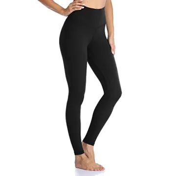 Colorfulkoala Women's High Waisted Tummy Control Workout Leggings Full Length Ultra Soft Yoga Pants 28" (L, Black)