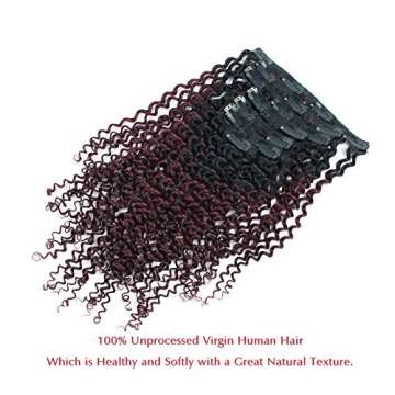 Lovrio Kinkys Curly Virgin Brazilian Clip in Human Extensions Double Weft Remy Hair for African Amer...