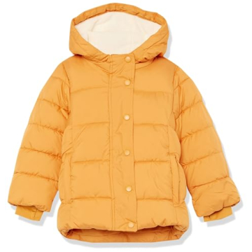 Amazon Essentials Toddler Girls' Heavyweight Hooded Puffer Jacket in Golden Yellow, 4T