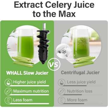whall Masticating Slow Juicer, Professional Stainless Juicer Machines for Vegetable and Fruit, Touchscreen Cold Press Juicer with 2 Speed Modes,Silver