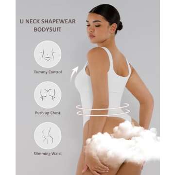 FeelinGirl Body Suits for Womens Tummy Control Bodysuit Square Neck Compression Bodysuit Thong Shape...