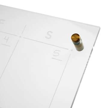 russell+hazel Acrylic Monthly Wall Calendar, Clear and Gold-Tone, Includes Wet Erase Markers and Mounting Hardware, 24” x 24” x .25”, Model Number: 44624