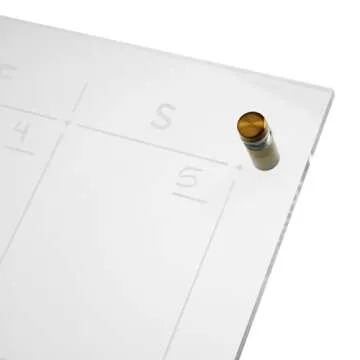 russell+hazel Acrylic Monthly Wall Calendar, Clear and Gold-Tone, Includes Wet Erase Markers and Mounting Hardware, 24” x 24” x .25”, Model Number: 44624