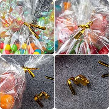 Labeol 300pcs Cellophane Treat Bags with Ties, Clear Goodie/Gift Bags For Candy, Cookie, Party Favor, Packaging, 6X9 5X7 4X6