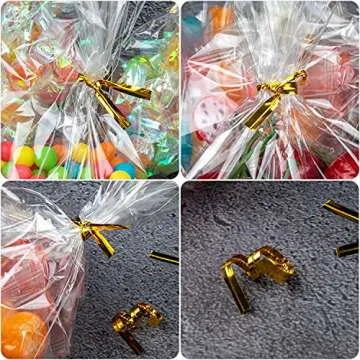 Labeol 300pcs Cellophane Treat Bags with Ties, Clear Goodie/Gift Bags For Candy, Cookie, Party Favor, Packaging, 6X9 5X7 4X6