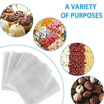 Labeol 300pcs Cellophane Treat Bags with Ties, Clear Goodie/Gift Bags For Candy, Cookie, Party Favor, Packaging, 6X9 5X7 4X6