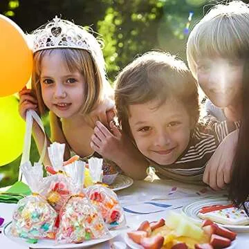 Labeol 300pcs Cellophane Treat Bags with Ties, Clear Goodie/Gift Bags For Candy, Cookie, Party Favor, Packaging, 6X9 5X7 4X6