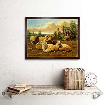 Wee Blue Coo Paintings Agricultural Landscape Sheep Dog Farm Pasture Art Print Framed Poster Wall De...
