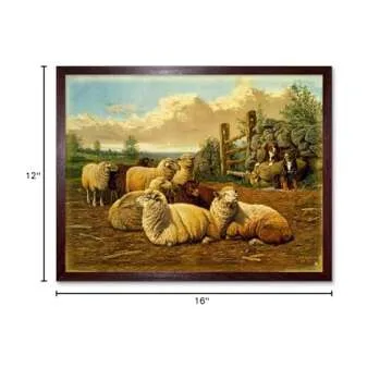 Sheep Dog Farm Pasture Framed Art Print 12x16 Inch