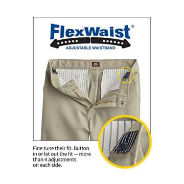 Dickies Khaki Little Boys' Flex Waist Stretch Pant, Dark Navy, 4 Regular