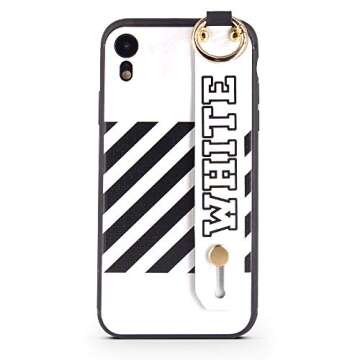 Case for iPhone XR | Fashion Hand Strap | Luxury Durable Embossed Leather Cover/Bumper/Skin/Cushion (Compatible only with The 6.1¡± iPhone XR) (White)