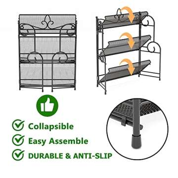 YIUKEA Bathroom Organizer Countertop - 3 Tier Spice Rack Organizer, Counter Organization and Storage for Bathroom, Kitchen, Bedroom, Offices, Foldable