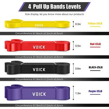 VEICK Resistance Bands for Working Out, Rubber Exercise Band Set for Men Women, Heavy Full Body Elastic Workout Bands Equipment for Home Fitness Gym, 4pcs