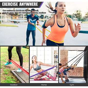 VEICK Resistance Bands for Working Out, Rubber Exercise Band Set for Men Women, Heavy Full Body Elastic Workout Bands Equipment for Home Fitness Gym, 4pcs