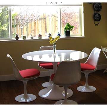 Modway Lippa Mid-Century Modern 36" Round Fiberglass Dining Table in White