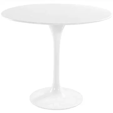 Modway Lippa Mid-Century Modern 36" Round Fiberglass Dining Table in White