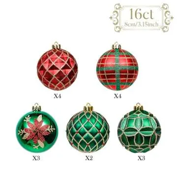 Valery Madelyn 16ct Shatterproof Christmas Ornaments Set