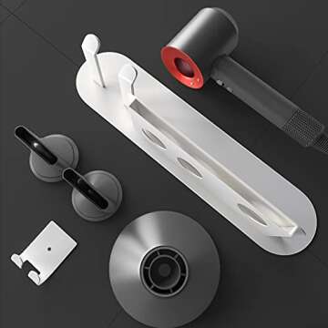 FLE Gold Wall Mounted Hair Dryer Holder and Organizer